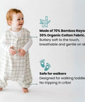 Toddler wearing Cozy Dreamsuit Toddler Sleep Sack With Feet For Safe Sleep And Easy Moves Walker Sleep Bag, checkered design.