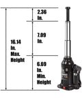 4 Ton Double Ram Hydraulic Car Bottle Jack For Auto Repair And Home Lifts With A Wide Lift Range From Six To Sixteen Inches Extension Screw Top Adjustable Before Pumping 8000 Lb Capacity Heavy Duty Black
