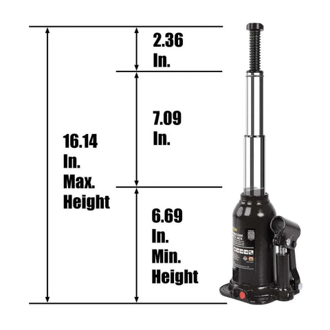 4 Ton Double Ram Hydraulic Car Bottle Jack For Auto Repair And Home Lifts With A Wide Lift Range From Six To Sixteen Inches Extension Screw Top Adjustable Before Pumping 8000 Lb Capacity Heavy Duty Black