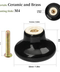 40 Pack Black Ceramic Cabinet Knobs Set With Glossy Mushroom Style Finish, brass mounting hole M4 and ceramic material details.