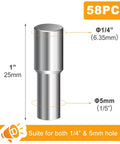 Heavy Duty Zinc Alloy Shelf Pegs With Slick Silicone Covers Hella Strong Dual Size Hardware, 1 inch long, dual size for 1/4" and 5mm holes.