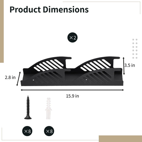 Dimensions of Two Pack Jack Stand Wall Mount Organizers For Garage Heavy Duty Solid Steel Vertical Storage Racks Mounts 2 And 3 Ton Stands Durable Car And Trailer Garage Organization Accessories.