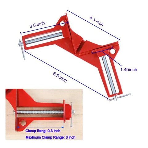 90 Degree Right Angle Clamps Set Of Four For Woodworking And Diy Projects Pro Grade Adjustable Corner Squares with dimensions