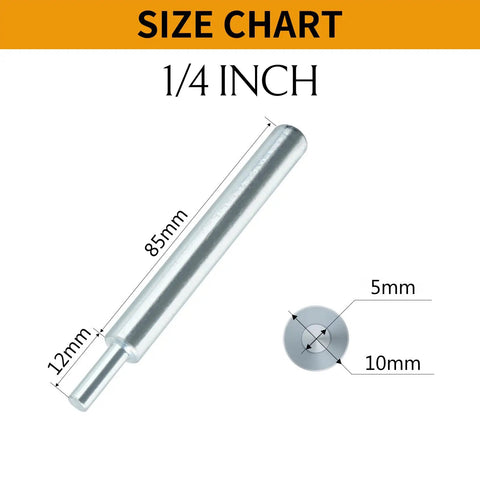 Drop-In Anchor Setting Tool For Concrete With 1/4-20 Thread Size 1Pc Easy Install shown with size chart for dimensions