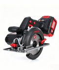 Cordless Lithium Ion Battery Circular Saw 4.0 Ah Heavy Duty Power Tool For Woodworking, features a sharp blade for easy cuts.
