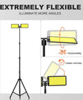 12V Dual Head LED Camping Light With Stand, 11200 Lumens Portable Work Light With Remote, shown at full extension