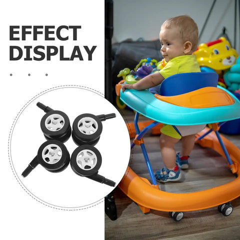 4 Pcs Baby Walker Wheel Replacement Casters With 0.3 Inch Mounting Hole on baby walker with baby seated.