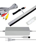 3 In 1 Wii AC Power Adapter And Composite Audio Video Cable Set With Wired Motion Sensor Bar Data Cables Compatible With Wii Includes Clear Stand