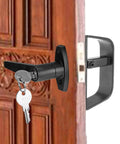 Heavy Duty Shed Door Latch L-Handle Lock Kit With 2 Keys For Barn Doors, 4 1/2 Inch Stem, Chrome Plated Zinc Alloy With Black Powder Coat Finish