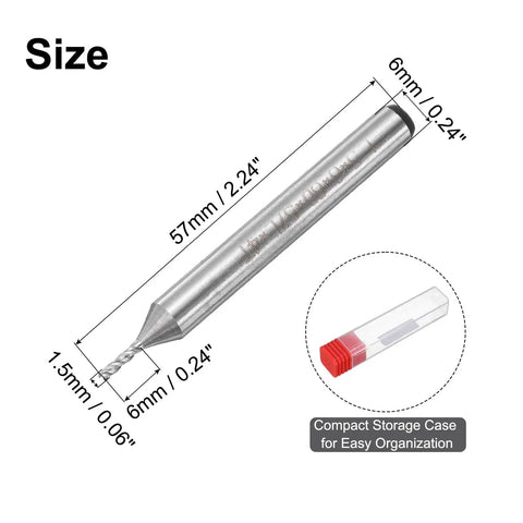 Diagram of 4 Pack HSS-AL End Mills 1.5mm Cutting Diameter 6mm Shank 4 Flutes Upcut Spiral Milling Cutter with dimensions