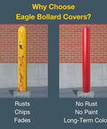 Heavy Duty Bollard Covers For Six Inch Poles With Kickass HDPE Build That Shields Posts From Scuffs While Killing Repaint Tasks And Keeping Your Yard Fresh Without Extra Hustle Or Complicated Cleanups, showing before and after condition.