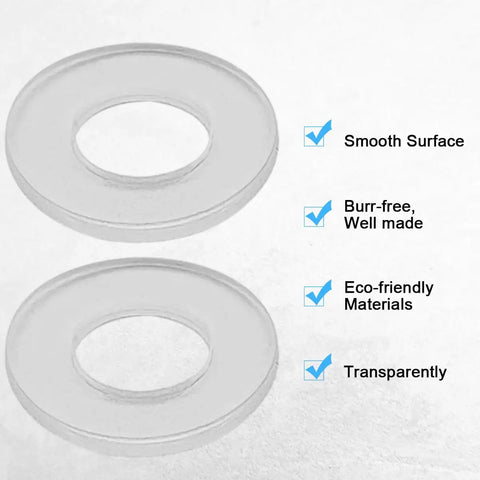 50 Pack M4 Nylon Clear Flat Washers Tough Sealant Gaskets For Faucet Plumbing Heavy Duty Transparent Plastic Spacers No Sweat DIY Hardware Upgrades Smooth Operator Pipe Fitting Replacement Parts