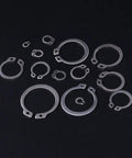 External Circlip Snap Ring Assortment Kit 150 Pieces 304 Stainless Steel 4mm To 28mm Rings on black background