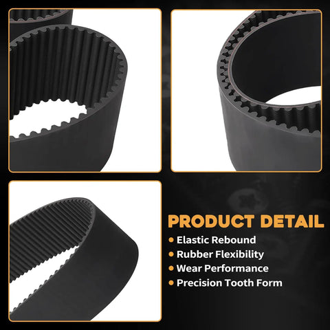 Heavy Duty 3 Inch HTD Drive Belt 141T 8MM Fits Harley Davidson Softail EVO 1990-2006 BDL Kit close-up showing rubber flexibility and precision tooth form.