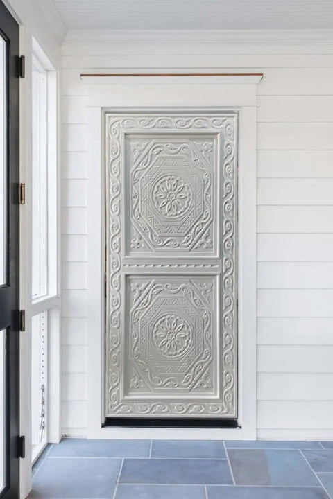 Hand Carved White Custom Build Doors For Interior Or Exterior Use, Dope Antique Sliding Barn Door Style, detailed carvings visible