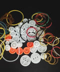 84 Piece Belt Pulley Set For 2mm Shafts With Rubber Bands Plastic Pulleys In Eight Sizes And Four Band Sizes Ideal DIY Model Kit