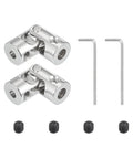 Rotatable Universal Steering Shaft U Joint Coupler Set For RC Cars And Robotics, 4mm To 3.17mm Inner Diameter, steel, silver finish