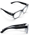Heavy Duty Shop Ready Anti Fog Safety Glasses Featuring Rock Solid Side Shields And Easy Adjust Temples clear safety glasses with black frame.