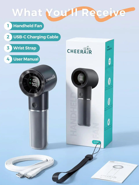 Handheld Portable Fan With 6 Speeds, Tiny But Mighty Mini Personal Fan, 5000mAh Rechargeable Battery Delivers Up To 15 Hours Run Time