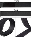 25 Pack Black Reusable Cable Straps With Heavy Duty Hook And Loop Closure, Slick Wire Ties For Cord Management Keeping Every Desk Setup Lockdown Tight And Clearing All The Snarls Quick 1Inch Wide front and back view of nylon strap.