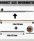 Product size information of 12 Pack 7 Inch Gutter Screws With Metal Sleeves Rust Resistant Coating Heavy Duty Roof Gutter Fasteners.