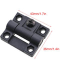 Set Of 4 Black Nylon Adjustable Damping Torque Hinges For Doors And Cabinets, 43x36mm, side view showing measurements