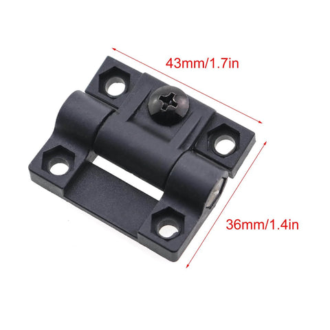 Set Of 4 Black Nylon Adjustable Damping Torque Hinges For Doors And Cabinets, 43x36mm, side view showing measurements