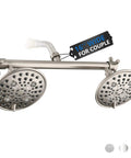 Double Shower Head With Built In Valve For High Pressure Showering 6 Settings Dual Shower Head Design For Walk In Or Bathtub Bathrooms