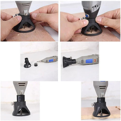 Heavy-Duty Electric Grinder Locator Perfect For Drilling Polishing Positioning With Built-In Scale Ruler, Bakelite Rotary Tool Accessory shown in use.