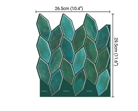 Emerald Green Peel And Stick Backsplash Tiles For Easy DIY Kitchen And Bathroom Makeover, 3D PU Gel Vinyl, tile size 26.5x29.5cm