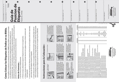 No Fuss Rainbow Spanish Catholic Bible Indexing Tabs instruction guide for smooth sticking bookmark setup.