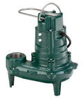 Waste Mate 267 Sewage Pump Half Horsepower Submersible Heavy Duty for sewage effluent or dewatering, green casing, side view