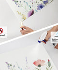 Image showing Fresh Wildflower Wall Panels Dope Sound Absorbing High Density Fiberboard Home Decor, highlighting fireproof and moisture-proof features.