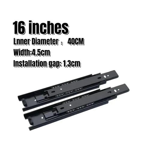 Hydraulic Damping Wardrobe Drawer Slides With Guide Rail For Ultra Quiet Soft Close Three Section Glide 16 Inches Steel