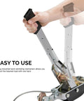 Hands operating Beefy Five Ton Come Along Winch With Ten Foot Cable Dual Gear Hand Winch Heavy Duty Puller for easy use.
