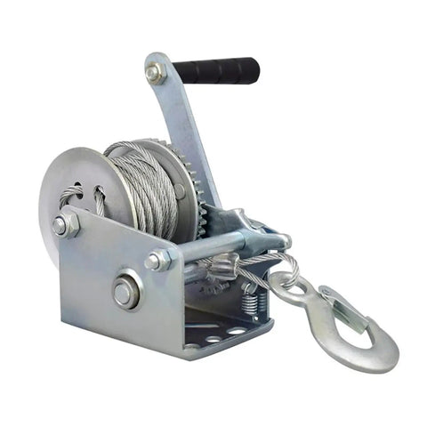 Tough As Nails Heavy Duty Wire Rope Hoist And Manual Hand Winch With Self Locking Steel Cable Sling For Boat Trailer Truck Pulling Eight Hundred Pounds