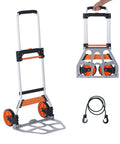 Folding Hand Truck And Dolly For Easy Haul, 275 lb capacity aluminum cart with telescoping handle, folded and unfolded views