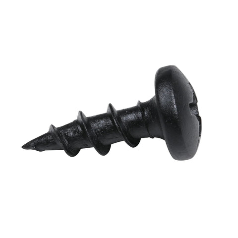 Bulk Pack Size Eight One Half Inch Coarse Thread Phillips Pan Head Black Phosphate Coated Wood Screws For Particle Board MDF And Plastic Composites 100 Count Great For Home Renovations DIY Projects And Furniture Building close-up