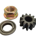 3-pack steering shaft pinion gear and bushing with blade lock nut: gold nut, metal bearing, black gear