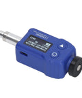 Heavy Duty Portable Digital Hardness Tester Featuring A Tungsten Carbide Impact Anvil And Built In Alloy Library For Quick Draw Testing and Rock Solid Knockout Accuracy Across All Metals, handheld design, blue color.