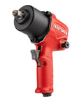 Half Inch Air Impact Wrench With 400 Ft Lbs Torque, Heavy Duty All Metal Build, Variable Power Settings, red body, side view