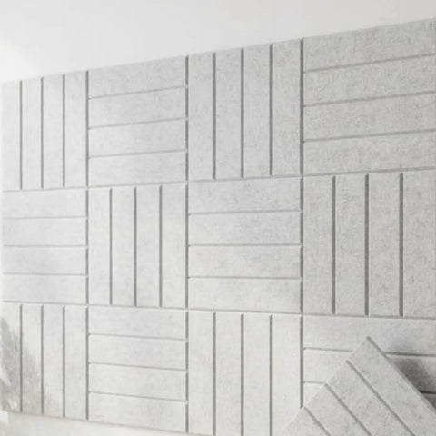 Premium Slick Self Adhesive Foam Panels 12 Pack Acoustic Wall Tiles for soundproofing, gray foam tiles mounted on wall.