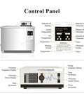 Control panel of Heavy Gauge 88L Industrial Ultrasonic Cleaner And Degreaser Bath with displays and buttons for settings.