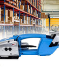 Premium Automatic Welding Strapping Machine With 3000mAh Battery Cordless Electric Strapping Tool on a warehouse backdrop.
