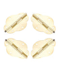 Antique Bronze Hinge Set For Small Cabinets And Boxes Gold Tone Wooden Box Hinge 46 By 35mm in 4 Pack displayed in a row
