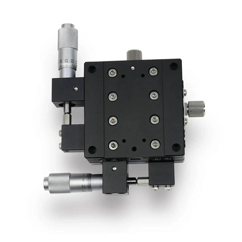 Top view of a Motorized Rotary Positioning Stage For Precision Alignment 60 By 60 mm XY Axis Fine Tuning Micro Slide Table 49N Load 10 Micron Accuracy