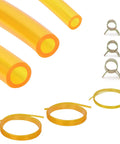Premium TPU Fuel Line Kit With Three Size Options 3mm ID And 5mm OD, 5mm ID And 8mm OD, 6mm ID And 9mm OD, includes clamps, yellow hoses