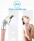 Led Shower Head With Hose And Arm Bracket Delivers High Pressure Filtration For Dry Skin And Hair Loss Handheld Design With Chlorine Removal 7 Color Changing Lights Cyclically And Water Saving For Spa Like Comfort in use in a spa-like bathroom