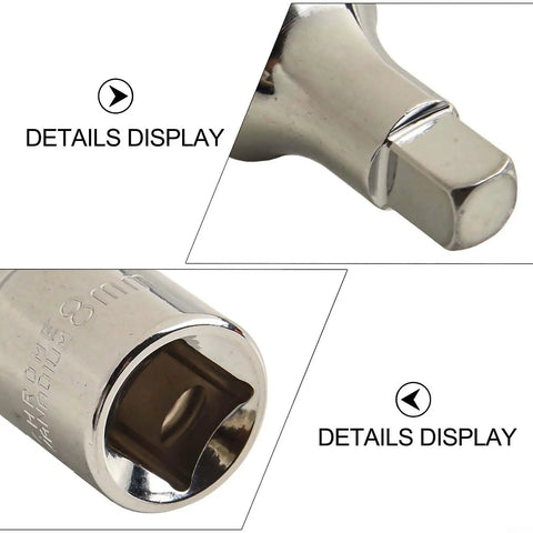 Premium Fangang Sump Drain Socket Kit With Extended S8 And S10 Tools Made From Heavy Duty Chrome Vanadium Steel For High Torque Oil Changes That Make Maintenance Super Easy And Totally Reliable Without Ripping Your Pan. close-up of chrome vanadium S8 socket detail