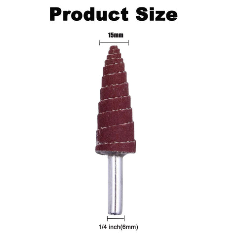 Cone Shape Flap Wheels Set 40 Pieces One Quarter Inch Shank Aluminum Oxide Grit 80, 120, 180, 240, 320 For Rust Removal Deburring Polishing On Metal Wood Plastic Drill Die Grinder Great For Metalworking And DIY Projects In The Shop Or On The Job